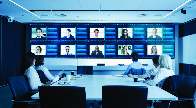 virtual meeting room with employees